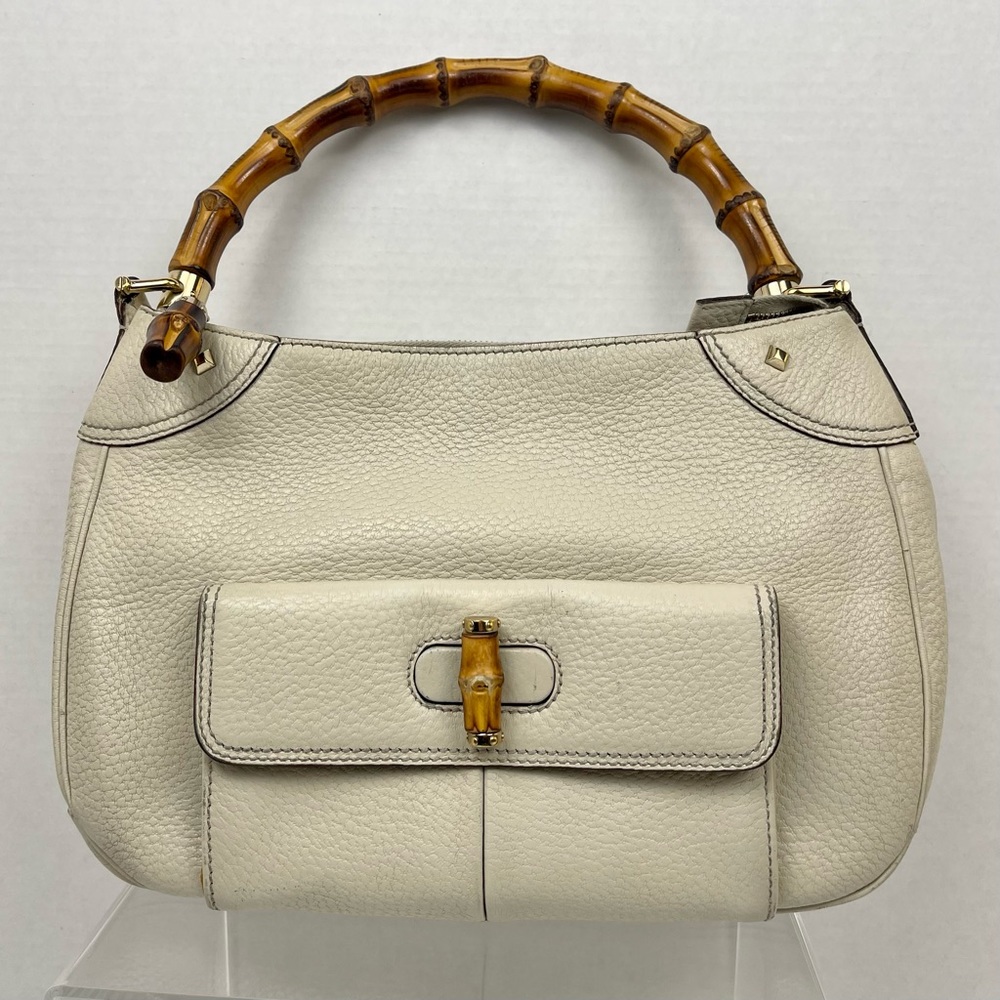 Gucci Cream Hobo Bag with Bamboo Handle